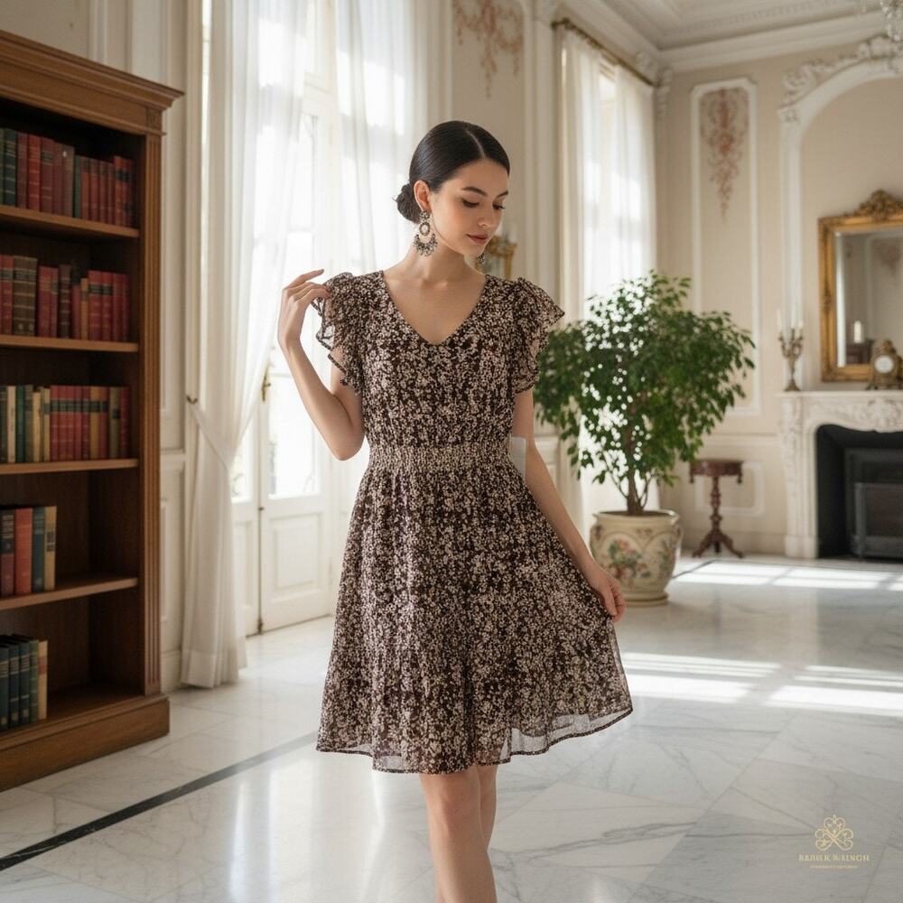 Emerald Sundae Size XL (Juniors) NWT Floral Flutter‑Sleeve Dress